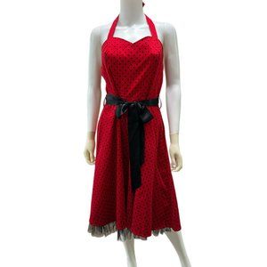 Hearts & Roses Women’s Size 16 Red Black Polka Dot Retro Rockabilly Halter Dress